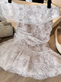 Simple A line One Shoulder White Floral Lace Short Homecoming Dress Summer Hoco Dresses Cocktail Dress HZ1121