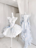Cute Ball Gown Short Light Sky Blue Homecoming Dress Summer Hoco Dresses Cocktail Dress For Senior Teens HZ1121