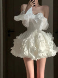 Cute Ball Gown Sweetheart Short White Homecoming Dress Summer Hoco Dresses Cocktail Dress For Senior Teens HZ1121