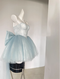 Pretty Ball Gown Short Sweetheart Blue Lace Homecoming Dress Summer Hoco Dresses Cocktail Dress For Senior Teens HZ1121