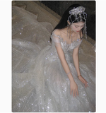 Ethereal Wedding Dress Mermaid Off The Shoulder Sequin Wedding Dresses Bridal Gowns HZ1121