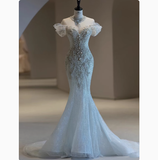 Dreamy Wedding Dress Mermaid Off The Shoulder Sequin Wedding Dresses Bridal Gowns HZ1121