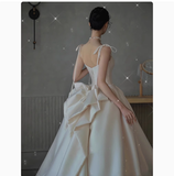 Pretty Wedding Dress Ball Gown Spaghetti Straps Satin Wedding Dresses Bridal Gowns HZ1121