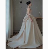 Pretty Wedding Dress Ball Gown Spaghetti Straps Satin Wedding Dresses Bridal Gowns HZ1121