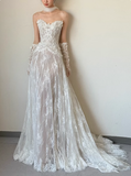 Classic Bridal Dress A line Sweetheart Lace White Wedding Dresses Minimalist Bridal Gowns HZ1121