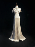 Gorgeous Mermaid Spaghetti Straps Champagne Long Prom Dress Party Dress Graduation Dresses HZ1121