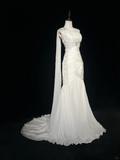 Vintage Bridal Gown Mermaid One Shoulder White Long Wedding Dresses Minimalist Bridal Gowns HZ1121