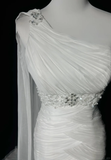 Vintage Bridal Gown Mermaid One Shoulder White Long Wedding Dresses Minimalist Bridal Gowns HZ1121