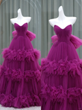 Elegant Ball Gown Sweetheart Tulle Long Prom Dress Party Dress Graduation Dresses HZ1121