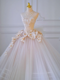 Pretty Wedding Dress Ball Gown Strapless Tulle Floral Long Wedding Dresses Bridal Gowns HZ1121