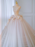 Pretty Wedding Dress Ball Gown Strapless Tulle Floral Long Wedding Dresses Bridal Gowns HZ1121