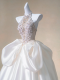 Romantic Bridal Gown Ball Gown High Neck White Lace Floral Wedding Dresses Minimalist Bridal Gowns HZ1121