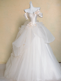 Modest Wedding Dress Ball Gown Off The Shoulder White Satin Long Wedding Dresses Brides Dress Bridal Gowns HZ1121