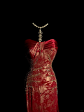 Vintage Mermaid Sweetheart Burgundy Long Evening Party Gowns Evening Formal Dresses Evening Dress HZ1121