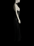 Vintage Mermaid Halter Black Satin Long Evening Party Gowns Evening Formal Dresses Prom Dress HZ1121