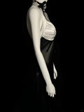 Vintage Mermaid Halter Black Satin Long Evening Party Gowns Evening Formal Dresses Prom Dress HZ1121