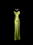 Vintage Sheath Spaghetti Straps Green Long Evening Party Gowns Formal Dresses Prom Dresses HZ1121