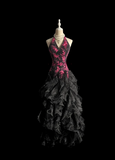 Vintage Ball Gown Halter Black Beaded Long Prom Dress Party Dress Graduation Dresses Evening Gowns HZ1121