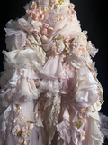 Modest Ball Gown Strapless Pink Chiffon Floral Long Prom Dress Party Dress Graduation Dresses Sweet 16 Dress HZ1121