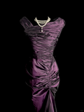 Vintage Mermaid Grape Taffeta Long Prom Dress Party Dress Graduation Dresses HZ1121