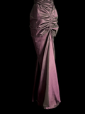 Vintage Mermaid Grape Taffeta Long Prom Dress Party Dress Graduation Dresses HZ1121
