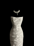 Vintage Wedding Dress Mermaid Strapless Ivory Taffeta Long Wedding Dresses Retro 1970s Bridal Gowns HZ1121