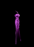 Vintage Mermaid Halter Satin Grape Satin Pleated Long Prom Dress Party Dress Graduation Dresses HZ1121