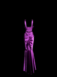 Vintage Mermaid Halter Satin Grape Satin Pleated Long Prom Dress Party Dress Graduation Dresses HZ1121