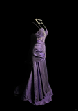 Vintage Mermaid Spaghetti Straps Taffeta Grape Pleated Long Prom Dress Party Dress Graduation Dresses HZ1121