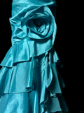 Retro Mermaid Strapless Blue Taffeta Beaded 20th Birthday Dress Long Prom Dress Birthday Outfits For Women HZ1121