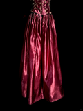 Vintage A line Straps Burgundy Satin Long Prom Dress Party Dress Graduation Dresses HZ1121