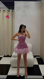 Sexy Sheath Halter Pink Sequin Short Homecoming Dress Summer Hoco Dresses Cocktail Dress Birthday Outfits HZ1121