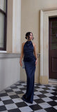 Pretty Mermaid High Neck Navy Blue Evening Party Dresses Formal Summer Wedding Guest Dresses Wedding Guest Outfits HZ1121