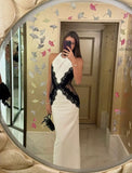 Gorgeous Sheath Halter White Long Party Prom Dresses Formal Summer Wedding Guest Dresses Wedding Guest Outfits HZ1121