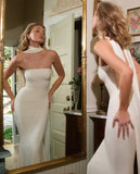 Gorgeous Sheath Strapless White Night Dinner Evening Dresses Formal Summer Wedding Guest Dresses Wedding Guest Outfits HZ1121
