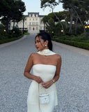 Pretty Sheath Strapless White Night Dinner Evening Dresses Formal Summer Wedding Guest Dresses With Scarf Wedding Guest Outfits HZ1121