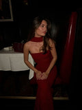 Pretty Sheath Strapless Burgundy Night Dinner Evening Dresses Formal Summer Wedding Guest Dresses With Scarf Wedding Guest Outfits HZ1121