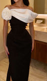 Pretty Sheath Off The Shoulder Black Night Dinner Evening Dresses Formal Summer Wedding Guest Dresses Wedding Guest Outfits HZ1121