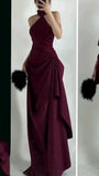 Pretty A line High Neck Burgundy Chiffon Night Dinner Evening Dresses Formal Summer Wedding Guest Dresses Wedding Guest Outfits HZ1121