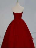 Gorgeous Ball Gown Strapless Red Prom Dresses Formal Summer Wedding Guest Dresses Wedding Guest Outfits HZ1121