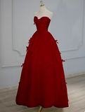 Gorgeous Ball Gown Strapless Red Prom Dresses Formal Summer Wedding Guest Dresses Wedding Guest Outfits HZ1121