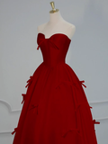 Gorgeous Ball Gown Strapless Red Prom Dresses Formal Summer Wedding Guest Dresses Wedding Guest Outfits HZ1121