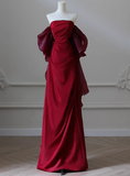 Elegant Mermaid Strapless Burgundy Satin Prom Dresses Formal Summer Wedding Guest Dresses Wedding Guest Outfits HZ1121