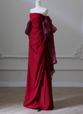 Elegant Mermaid Strapless Burgundy Satin Prom Dresses Formal Summer Wedding Guest Dresses Wedding Guest Outfits HZ1121