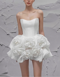 Sexy A line Sweetheart White Satin Short Homecoming Dress Summer Hoco Dresses Cocktail Dress Birthday Outfits HZ1121