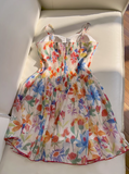 Sexy A line Spaghetti Straps Floral Chiffon Short Homecoming Dress Summer Hoco Dresses Cocktail Dress Birthday Outfits HZ1121