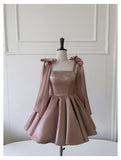 Sexy A line Spaghetti Straps Satin Corset Back Short Homecoming Dress Summer Hoco Dresses Cocktail Dress Birthday Outfits HZ1121