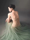 Elegant A line Spaghetti Straps Mint Green Prom Dresses Formal Summer Wedding Guest Dresses Wedding Guest Outfit HZ1121