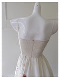 Elegant A line Spaghetti Straps Floral White Prom Dresses Formal Summer Wedding Guest Dresses Wedding Guest Outfit HZ1121
