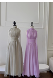Elegant A line High Neck Chiffon Prom Dresses Formal Summer Wedding Guest Dresses Wedding Guest Outfit HZ1121